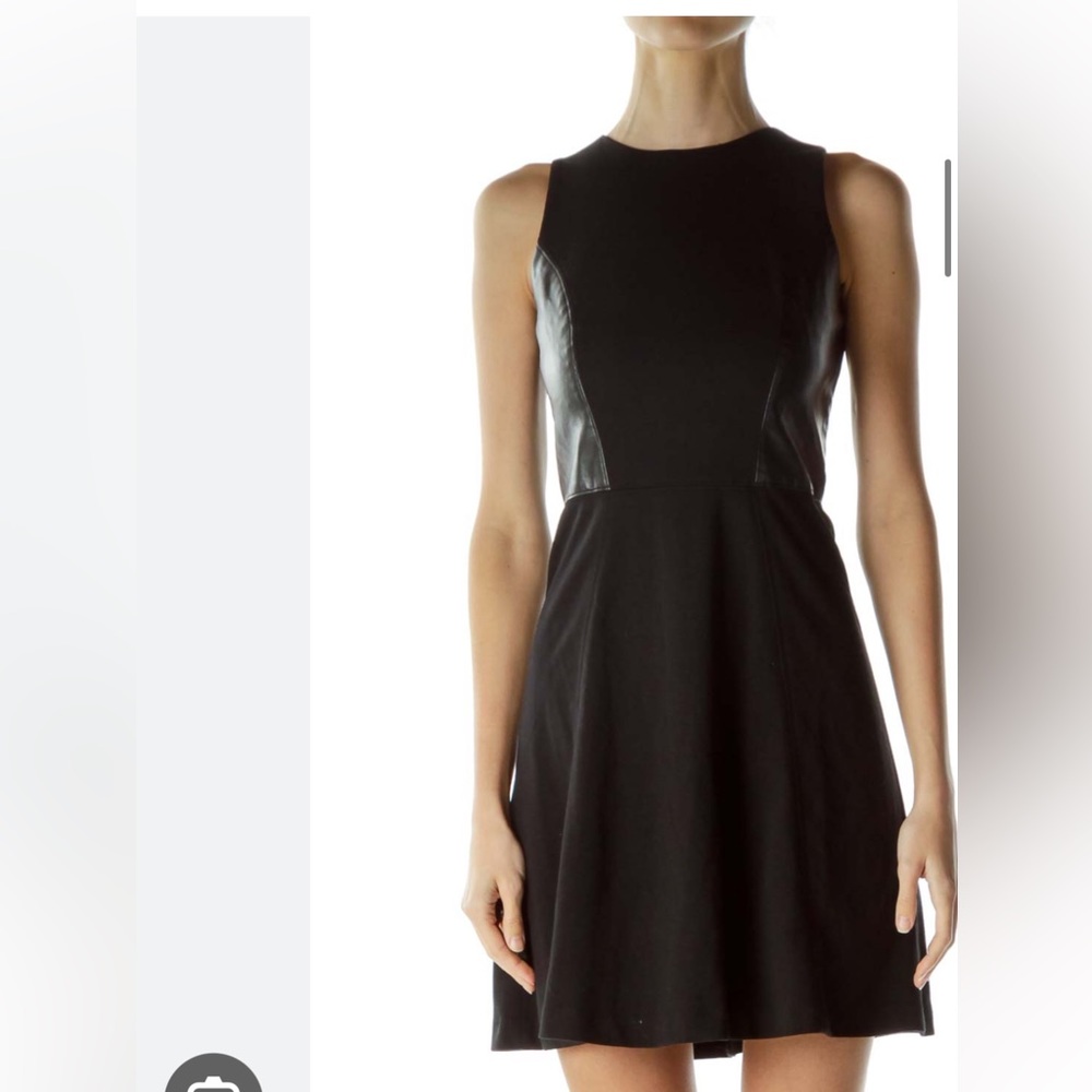 Banana Republic fitted knee length dress with faux leather and spandex